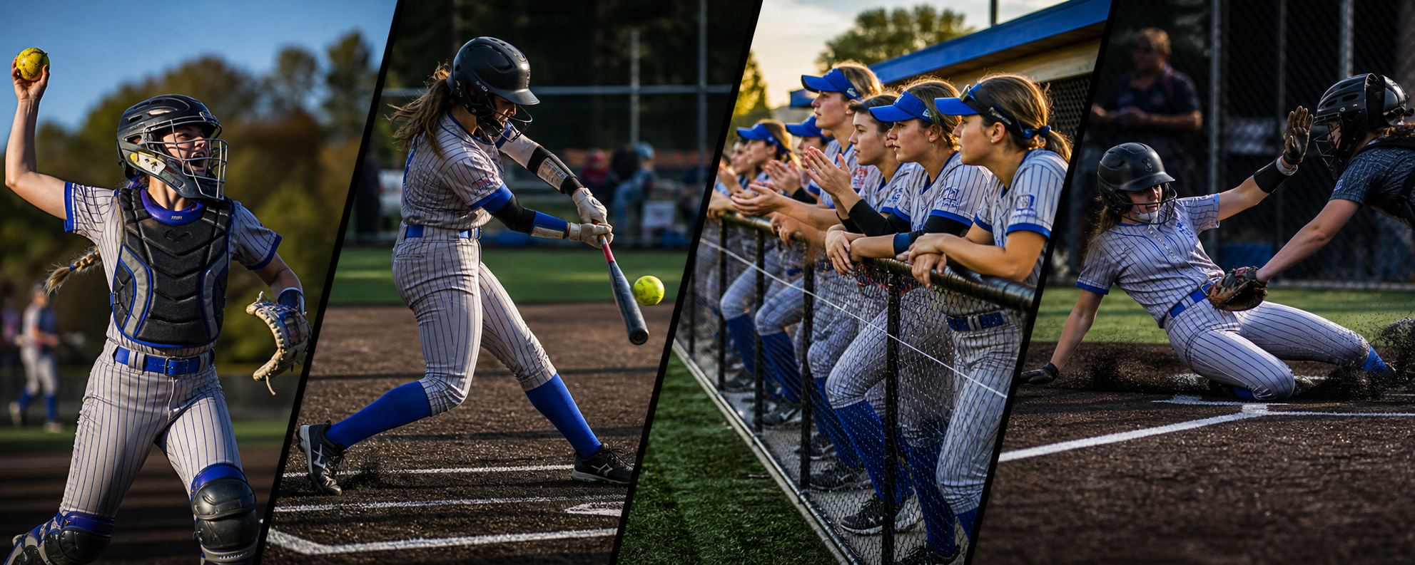 Softball action collage