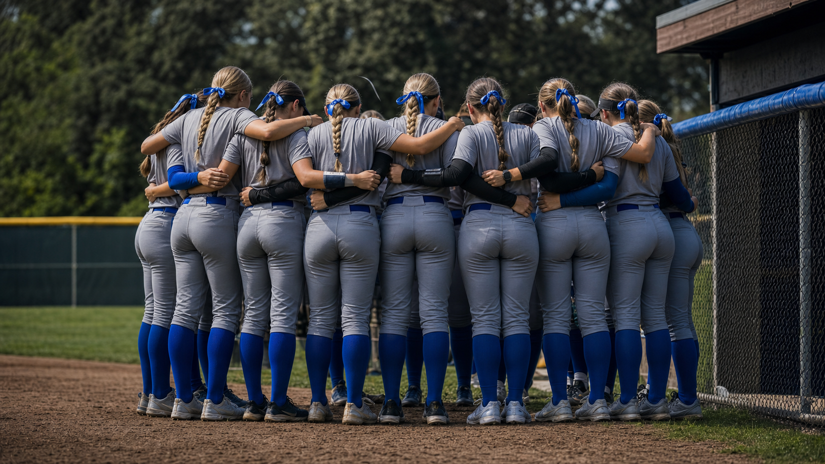 Lady Dukes players gathered as a team